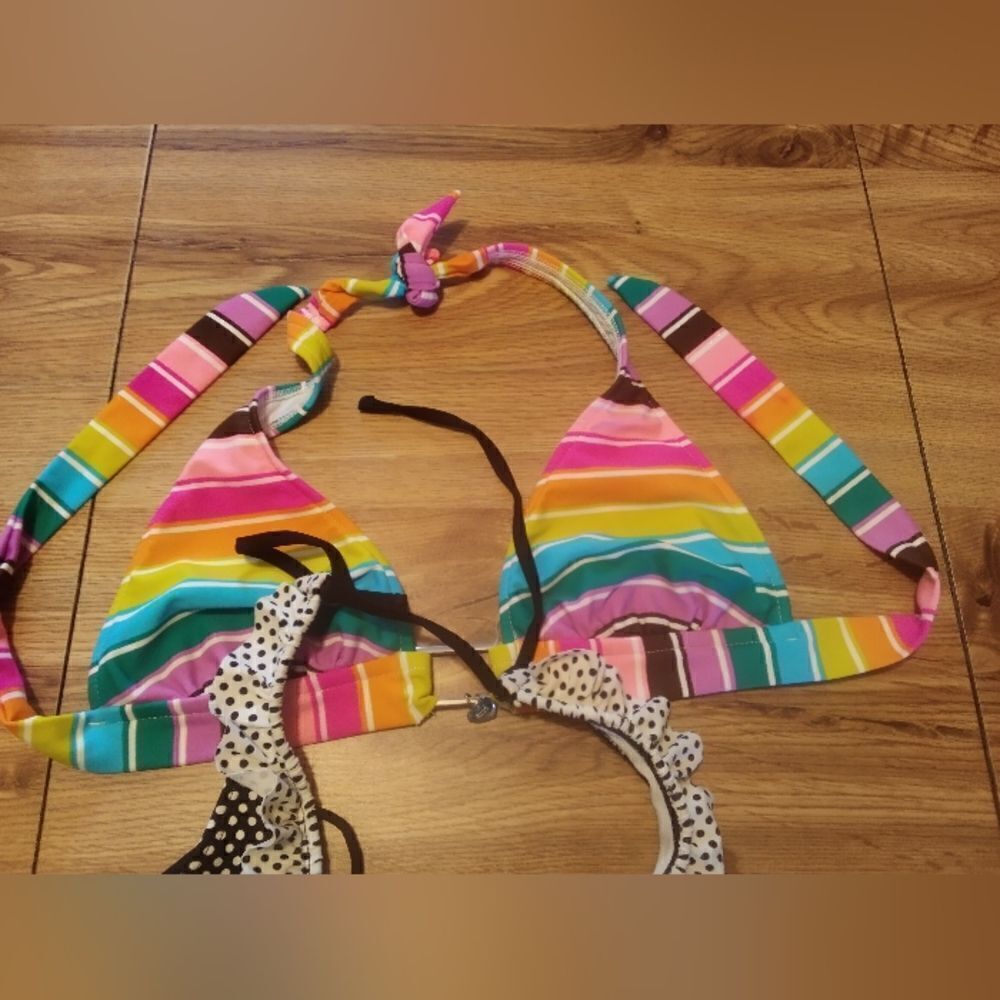 Multi color striped M bikini top from Arizona Jean Co.